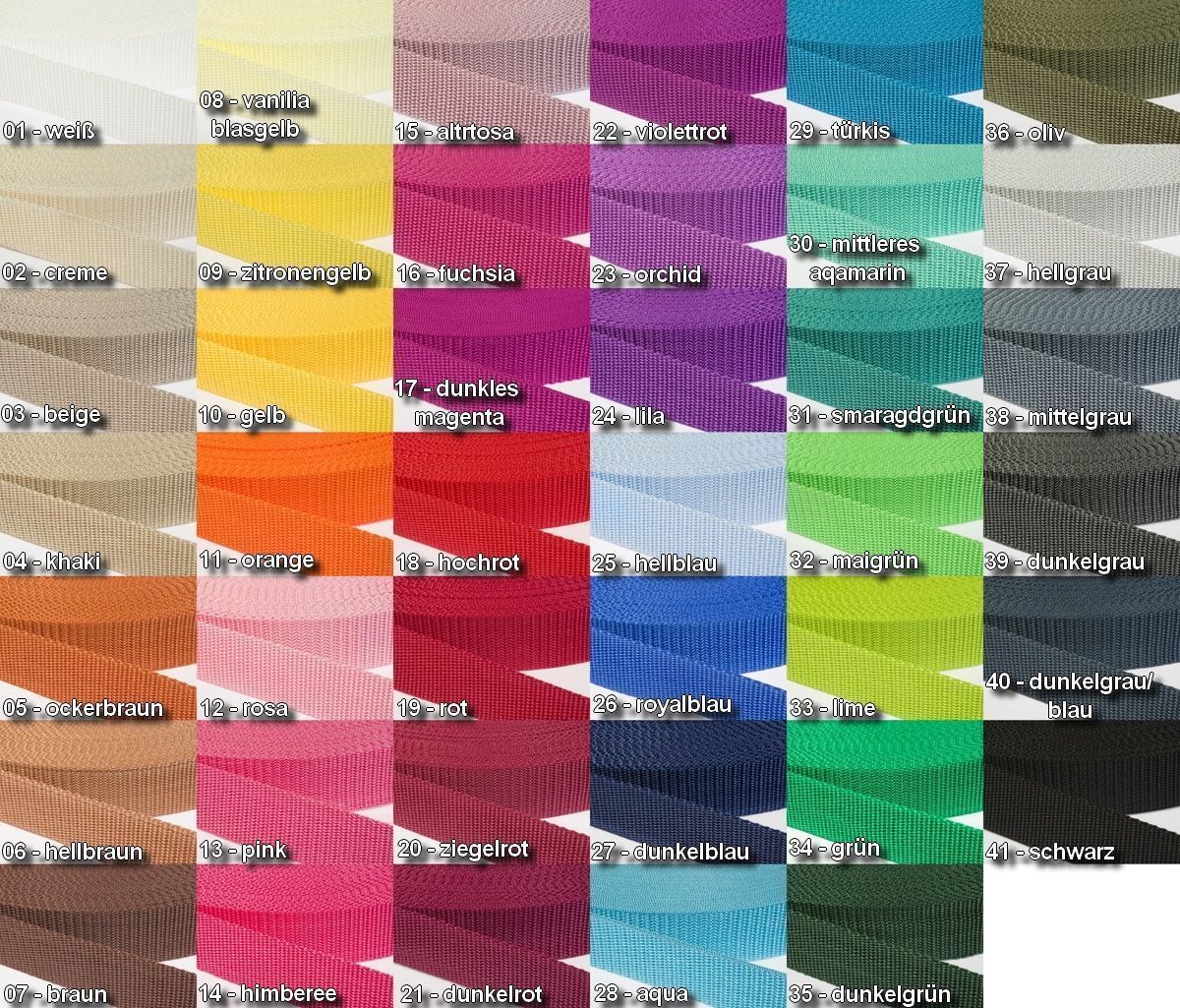 Gurtband 30mm breit aus Polypropylen in 41 Farben 16 - fuchsia 50 Meter
