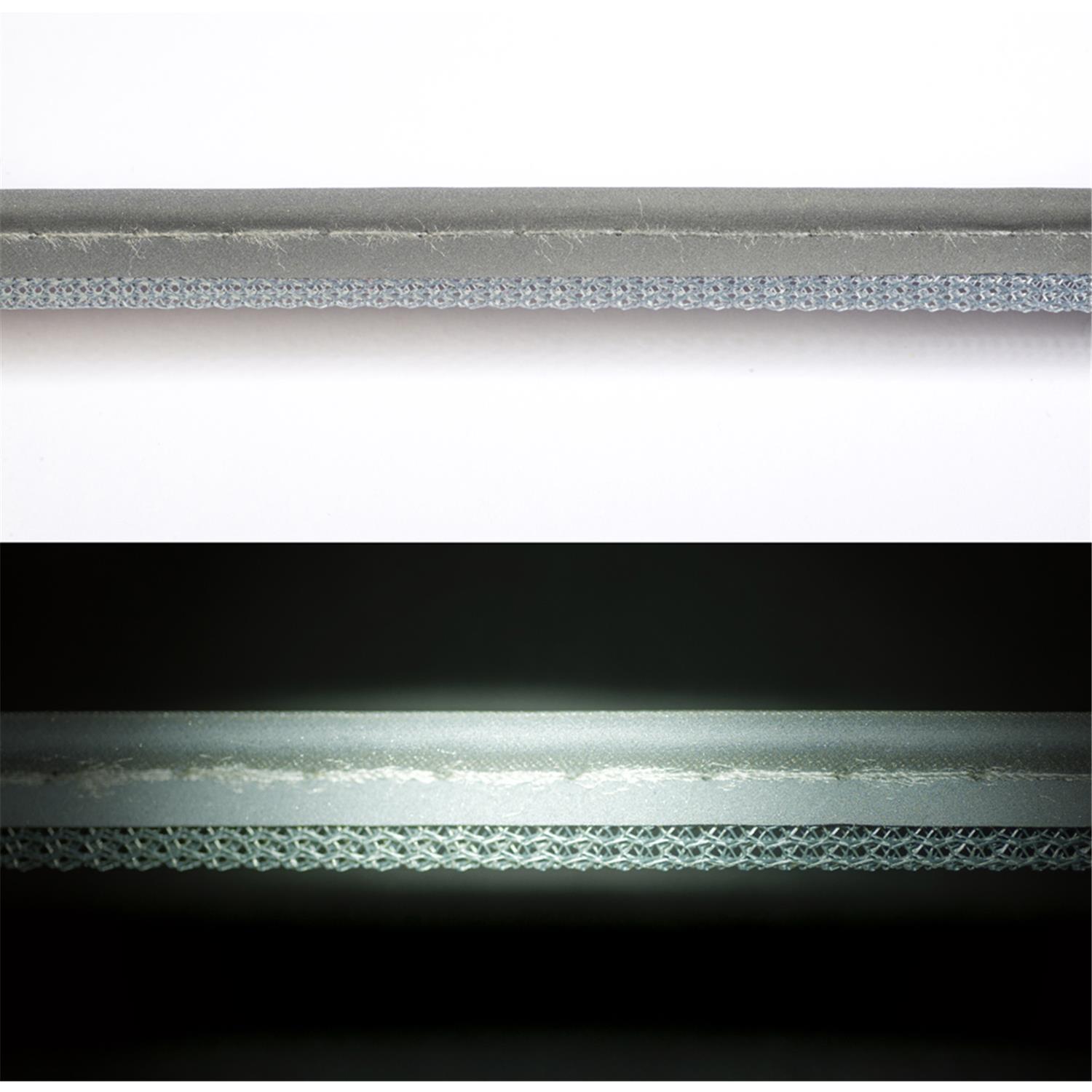 Paspelband mit Reflektions-Leuchtband und Annähband, 5m / Annähband grau