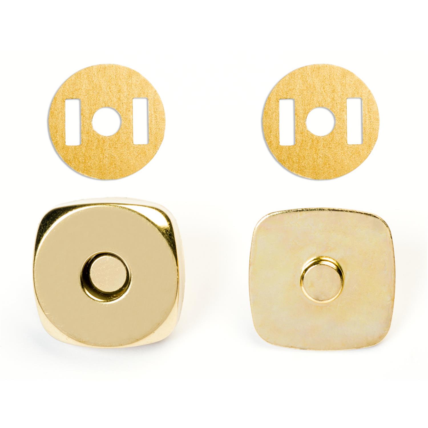 Magnetverschlüsse / Magnetknöpfe, 18mm quadratisch #16 gold 10 Stück