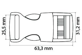 1 Stk. Gurtband-Steckschließer, 25mm, rot #92
