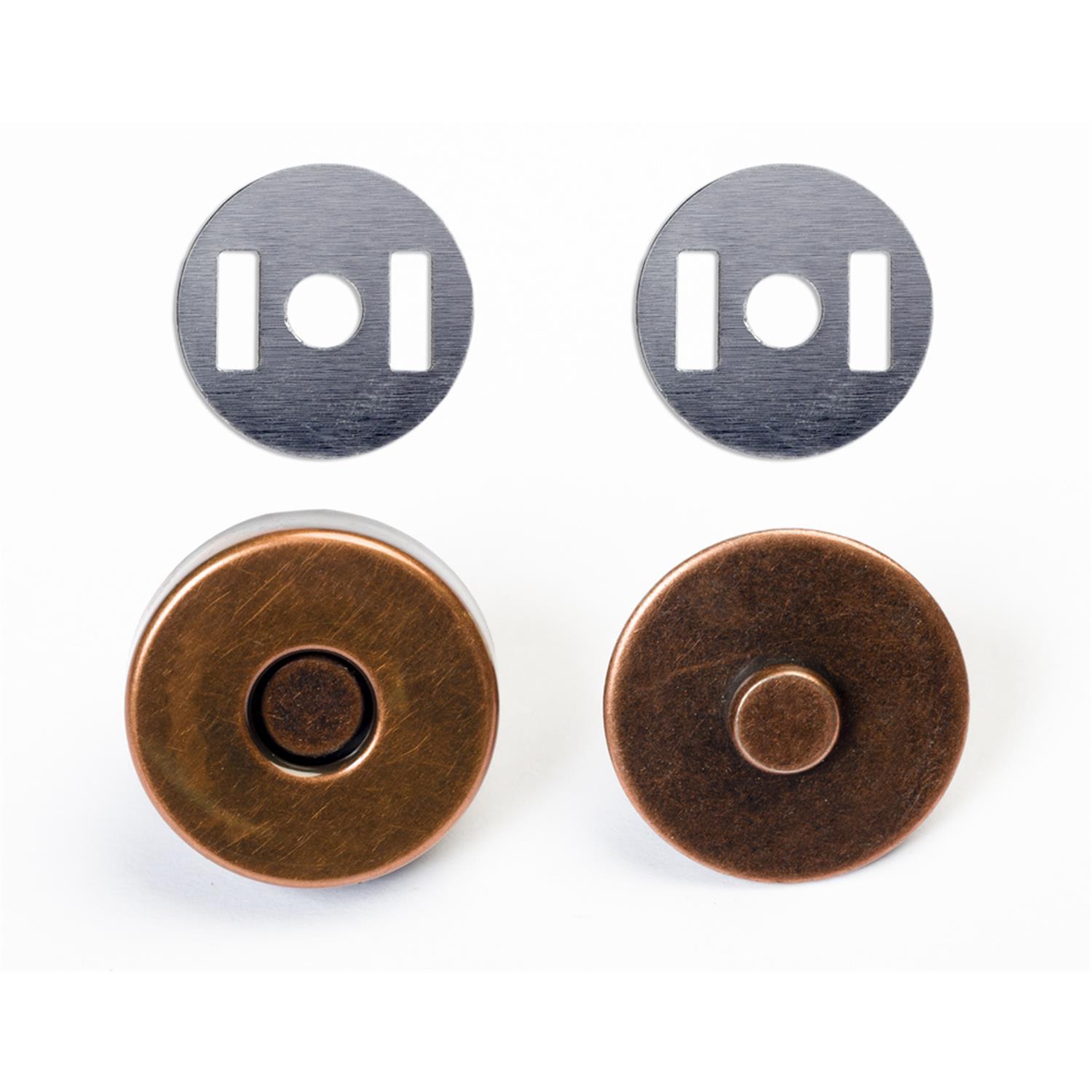 Magnetverschlüsse / Magnetknöpfe, 18mm rund #03 altkupfer 100 Stück