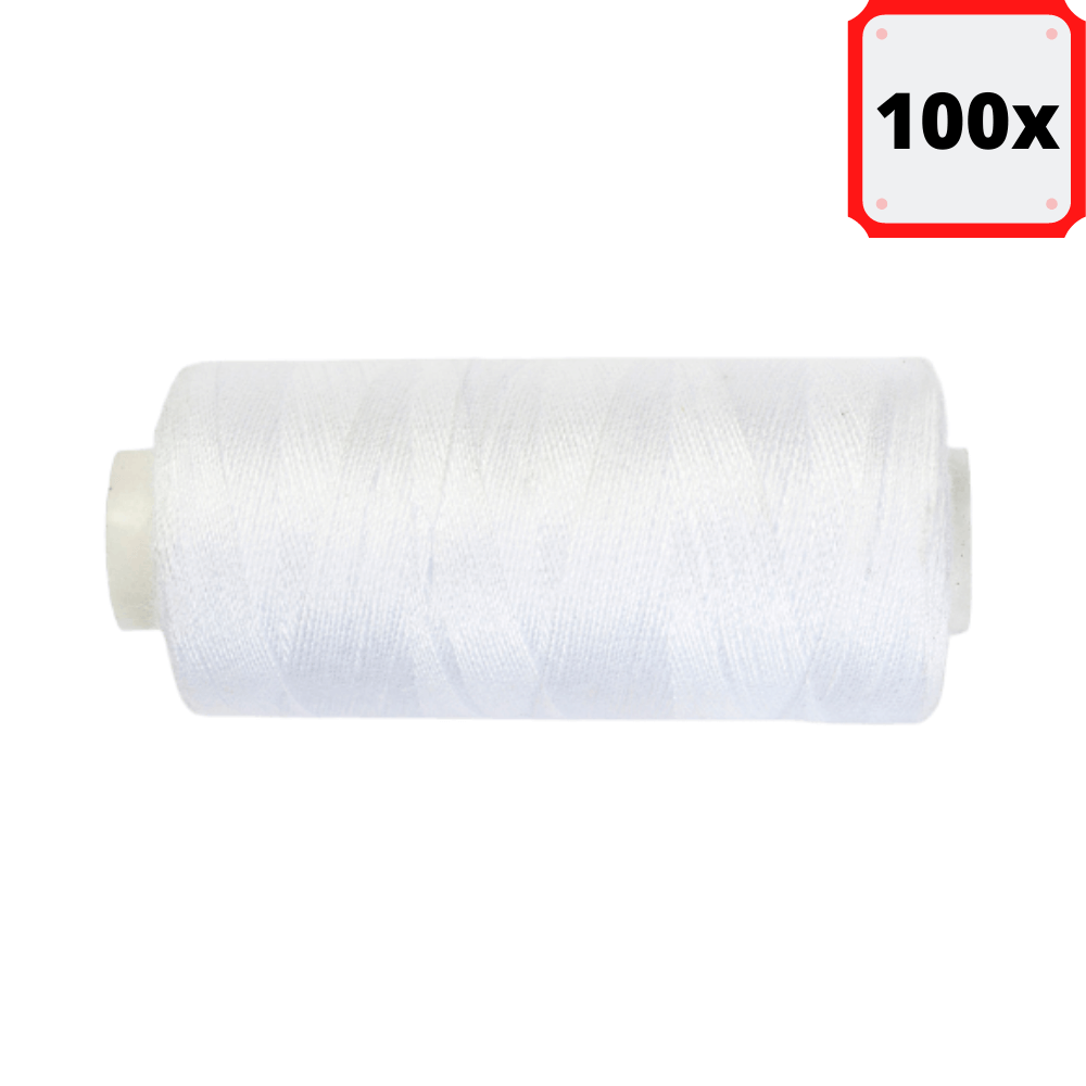 100x 1000 Yards Polyester Nähgarn, Farbe weiß