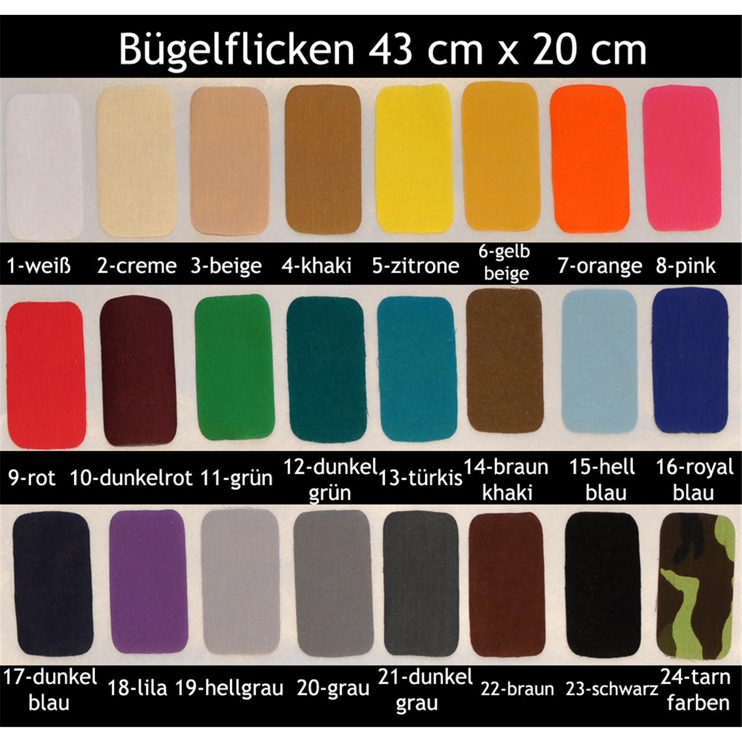 1 XXXL - Bügelflicken 43x20 cm, 24 Farben zur Auswahl 1