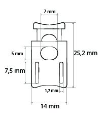 Kordelstopper (1-Loch), bis 5 x 7 mm Kordeldurchmesser #08 05 - schwarz