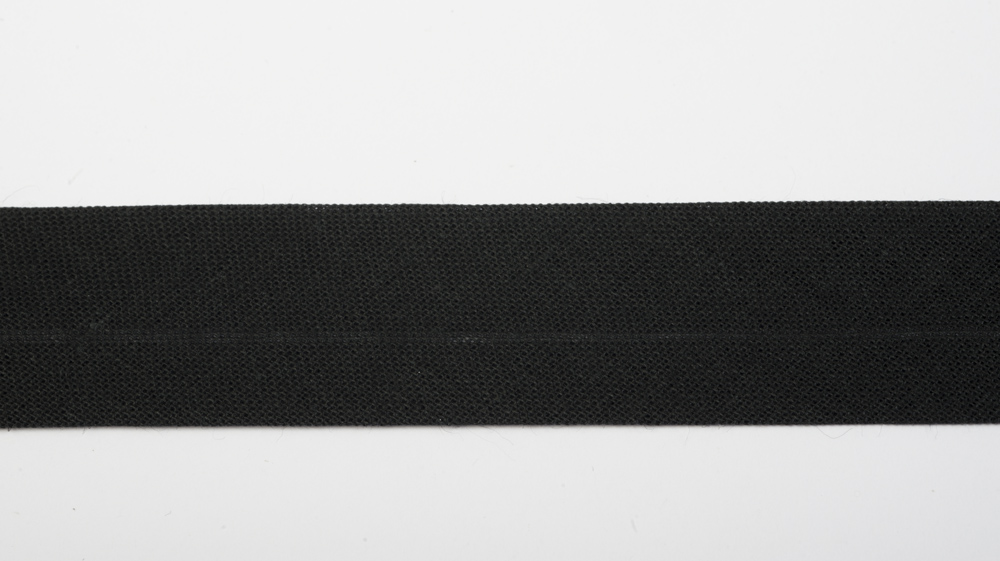 10m BW-Schrägband, 25mm, gefalzt, schwarz