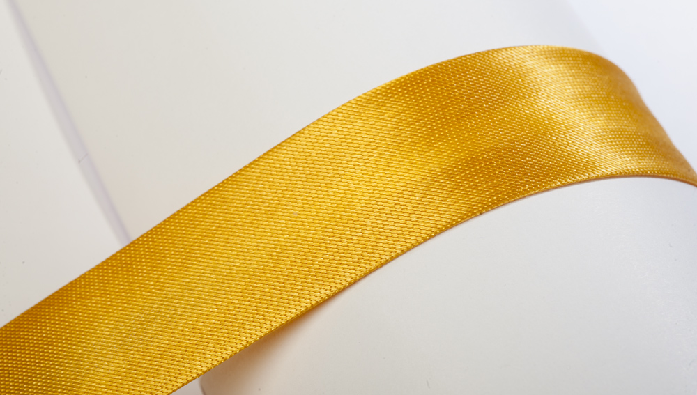 Schrägband, 10m, Atlas (Satin), 19mm, gefalzt, gelbgold #05