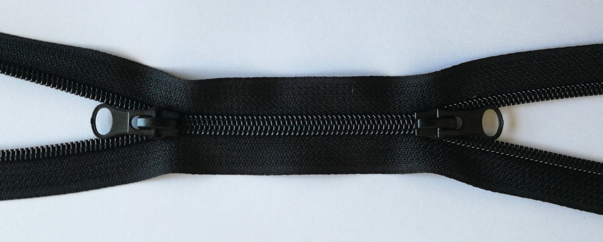 2 Wege Reißverschluss 35cm lang, 5mm Spiral schwarz