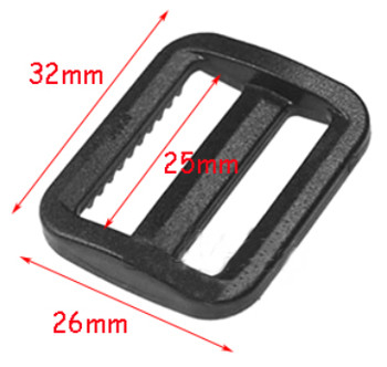 1 Stk. Regulator für Gurtband 25 mm breit, schwarz, hoher Durchlass