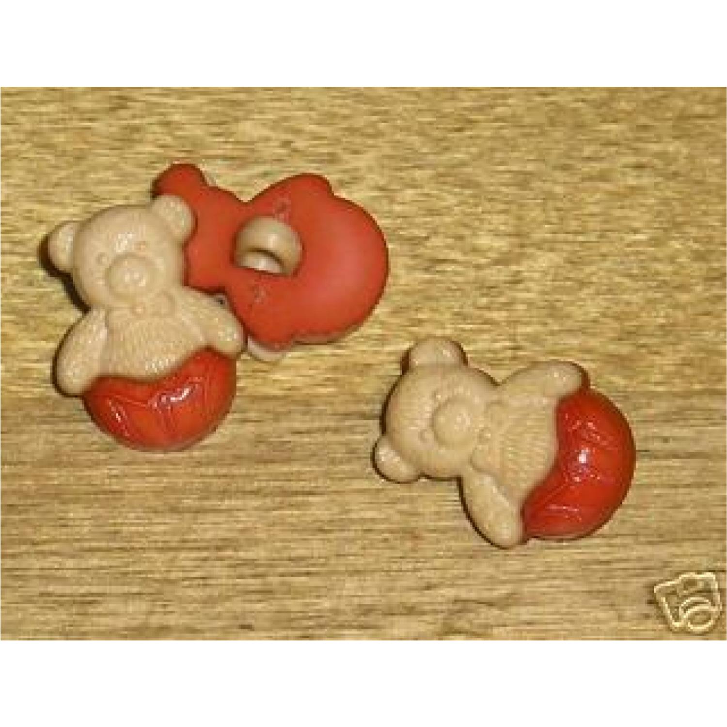 144 Stk. Kinderknöpfe "Teddy" beige-rot (45)