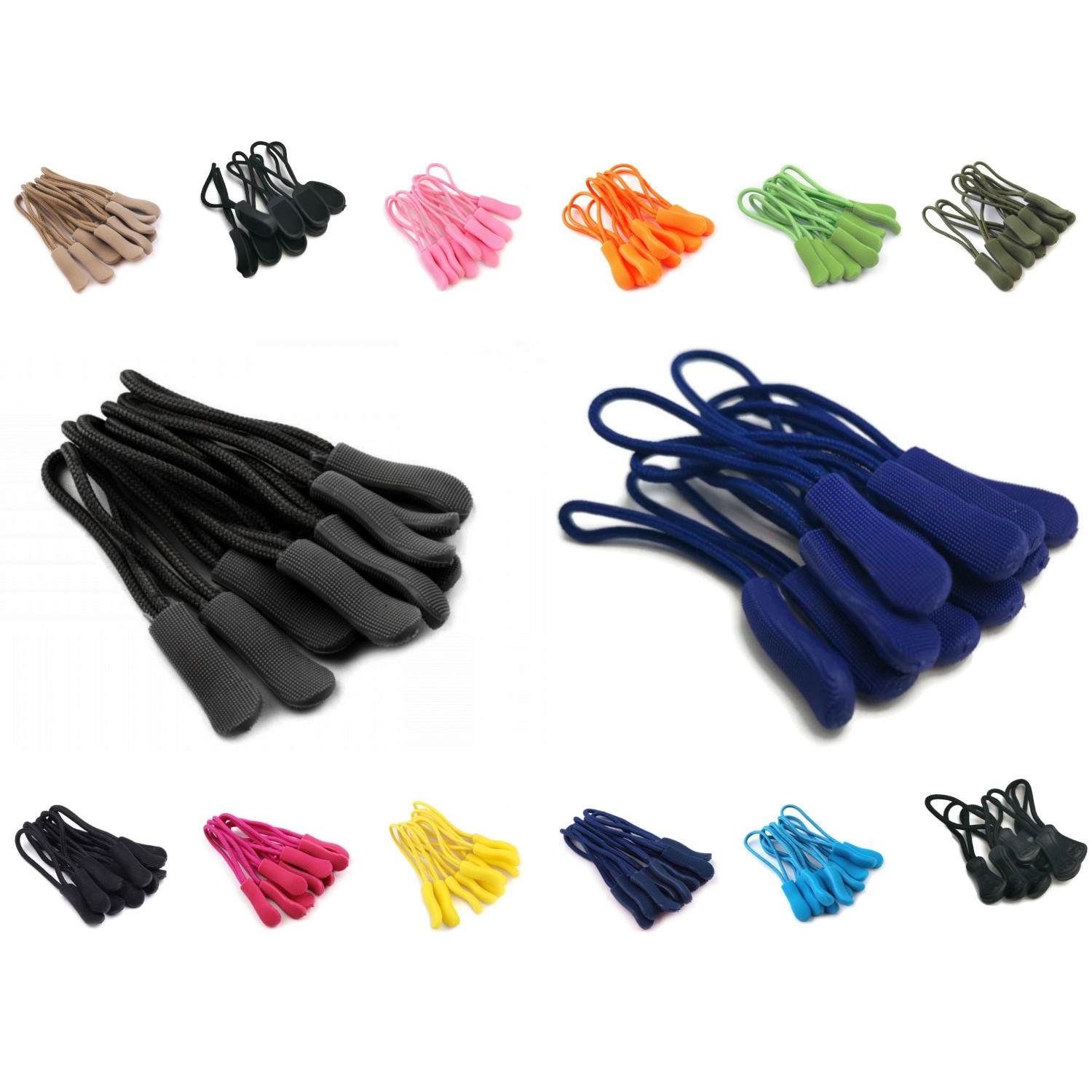 5 Stück Reißverschlussanhänger in 22 Farben zur Auswahl 16- schwarz