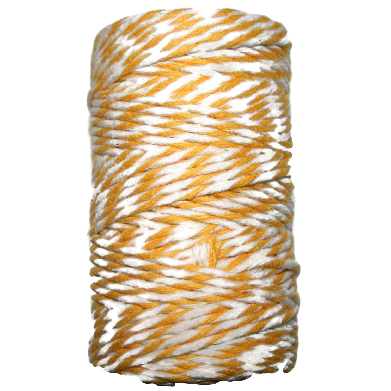 Baumwollschnurr 100g 3mm Ø mit Kern in 5 Farben gelb