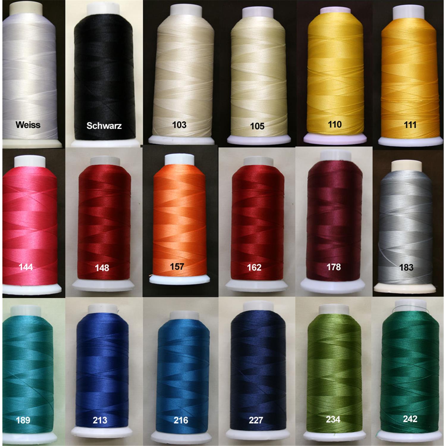 1 Spule Stickgarn, 5000 Yards, 37 Farben (1) weiß