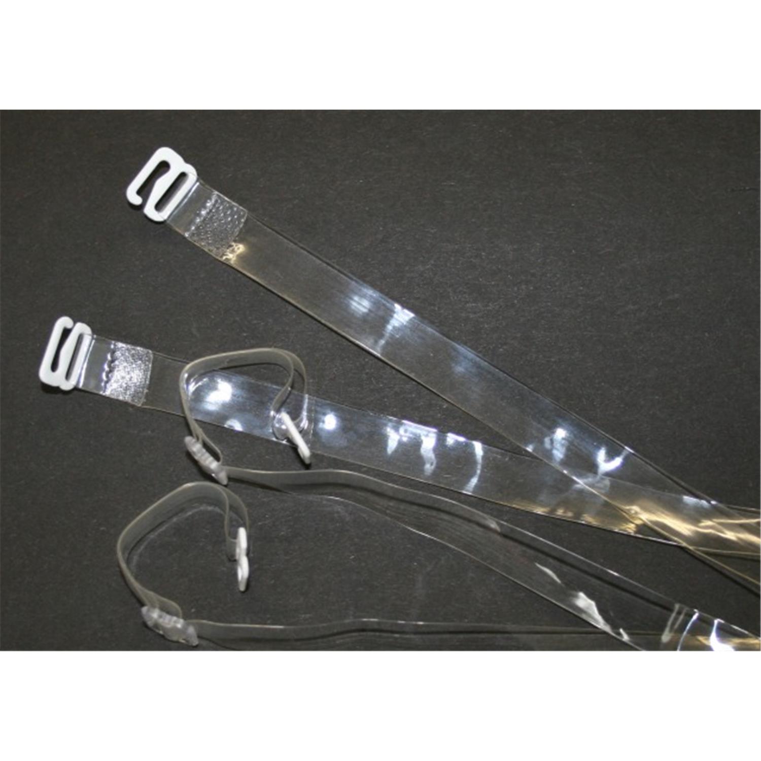 BH Träger / Silikonträger, transparent mit weißen Metallhaken, 10mm breit