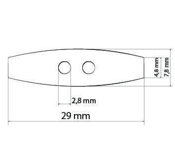 Kordelenden 2-Loch, bis 2,8mm Kordeldurchmesser #35