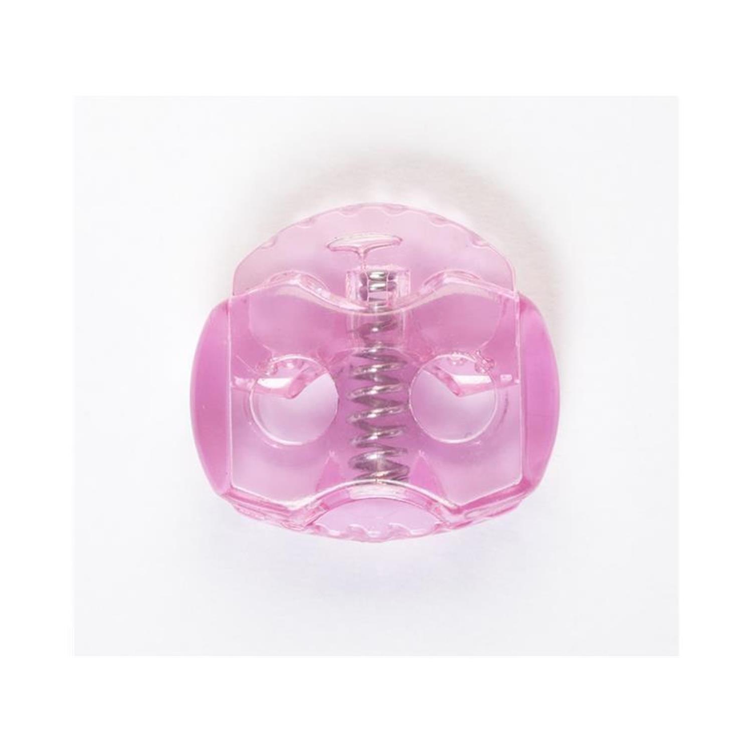 Kordelstopper (2-Loch), bis 3,5mm Kordeldurchmesser #01 29 - transparent/rosa