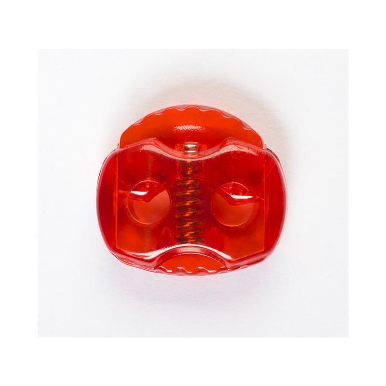 Kordelstopper (2-Loch), bis 4mm Kordeldurchmesser #02 24 - transparent/rot